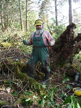 Donald Kennedy at a ponticum demolition site